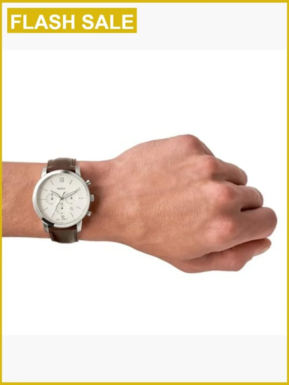 Men's Chronograph Watch Stainless Steel Leather Quartz Analog 44mm